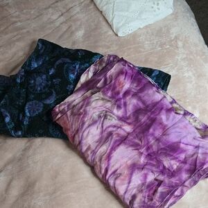 Silk Purple And Blue Patterned Scarves